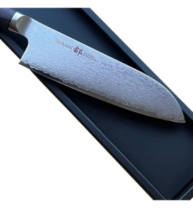 Faca japonesa Shizu Hamono Shikisai Damasco Santoku 165 mm online