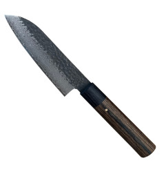 Pequena faca japonesa Shizu Santoku com lâmina de aço Damasco