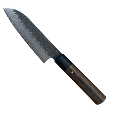 Pequena faca japonesa Shizu Santoku com lâmina de aço Damasco