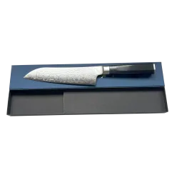 Faca Takayuki Seigaiha Damasco 45 camadas Santoku 180 mm