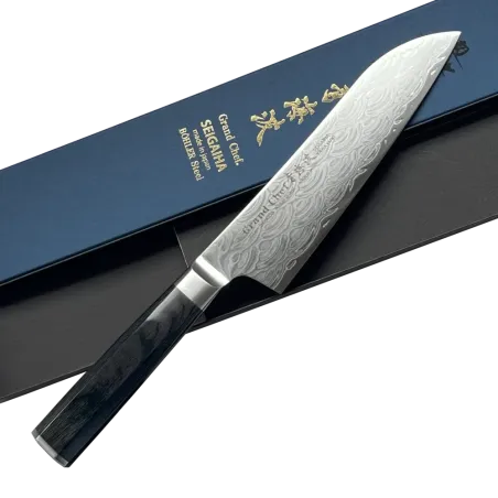 Faca japonesa da cozinha Takayuki Seigaiha Damasco 45 camadas Santoku