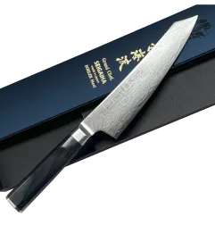 Faca japonesa Takayuki Seigaiha Kengata Damasco 45 camadas 190 mm