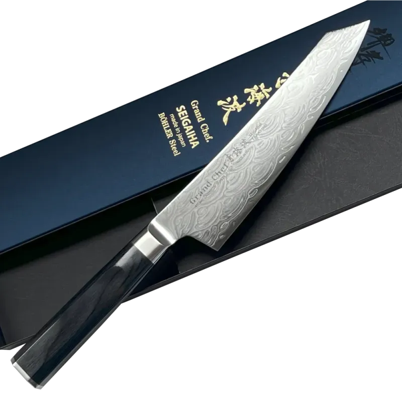 Faca Takayuki Seigaiha Damasco 45 camadas Kengata 190 mm