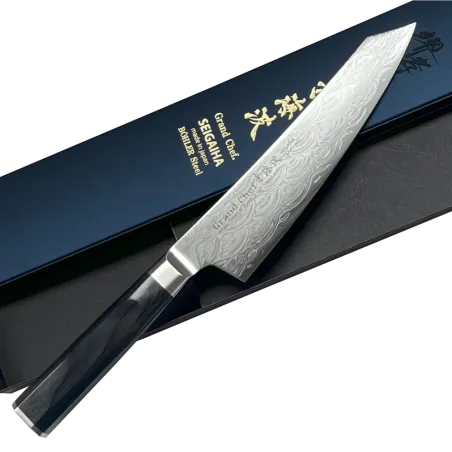 Faca japonesa Takayuki Seigaiha Kengata Damasco 45 camadas 190 mm