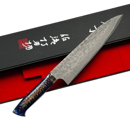 Faca Takeshi Saji VG10 Cross Tsuchime Kurouchi Gyuto 210 mm